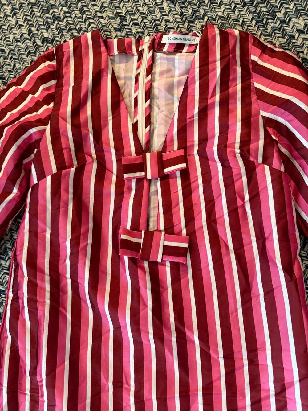 Bohemian Traders Red & Pink Striped Tunic Top